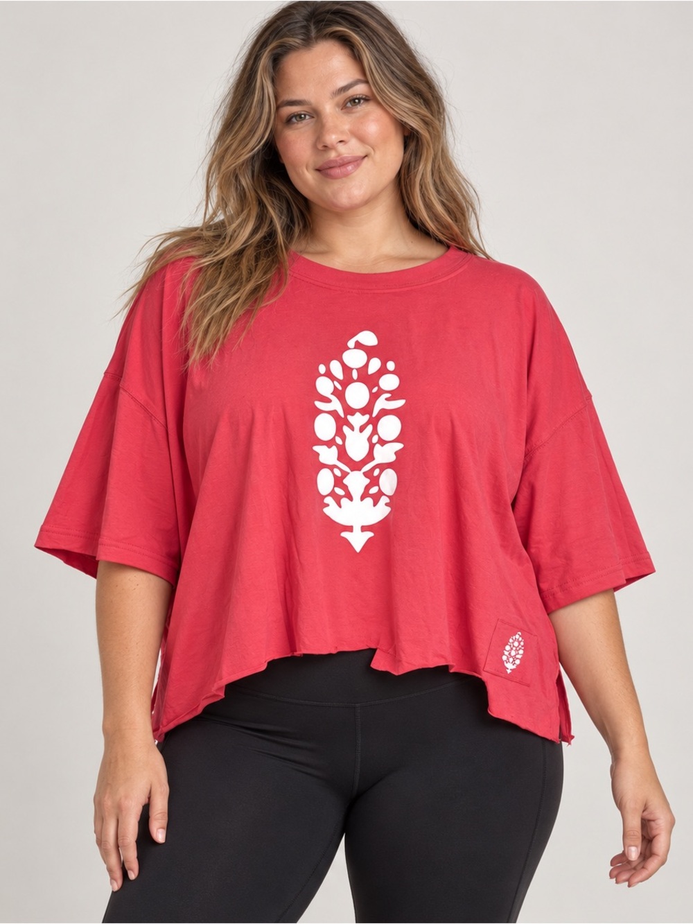 #886 NWT FP Movement Inspire Logo Tee Hibiscus Combo Pink L